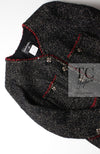 CHANEL 11A Black Red Metallic Fantasy Wool Tweed Jacket 42 シャネル ブラック レッド メタリック ファンタジー ウール ツイード ジャケット 即発