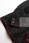 CHANEL 11A Black Red Metallic Fantasy Wool Tweed Jacket 42 シャネル ブラック レッド メタリック ファンタジー ウール ツイード ジャケット 即発