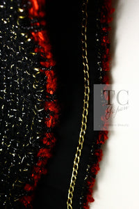 CHANEL 11A Black Red Metallic Fantasy Wool Tweed Jacket 42 シャネル ブラック レッド メタリック ファンタジー ウール ツイード ジャケット 即発