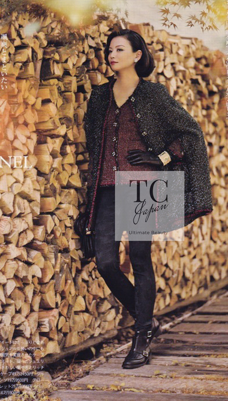 CHANEL 11A Red Black Metallic Fantasy Tweed Jacket 38 40 シャネル レッド ブラック メタリック ファンタジー ツイード ジャケット