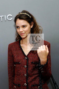 CHANEL 11A Black Red Metallic Fantasy Wool Tweed Jacket 42 シャネル ブラック レッド メタリック ファンタジー ウール ツイード ジャケット 即発