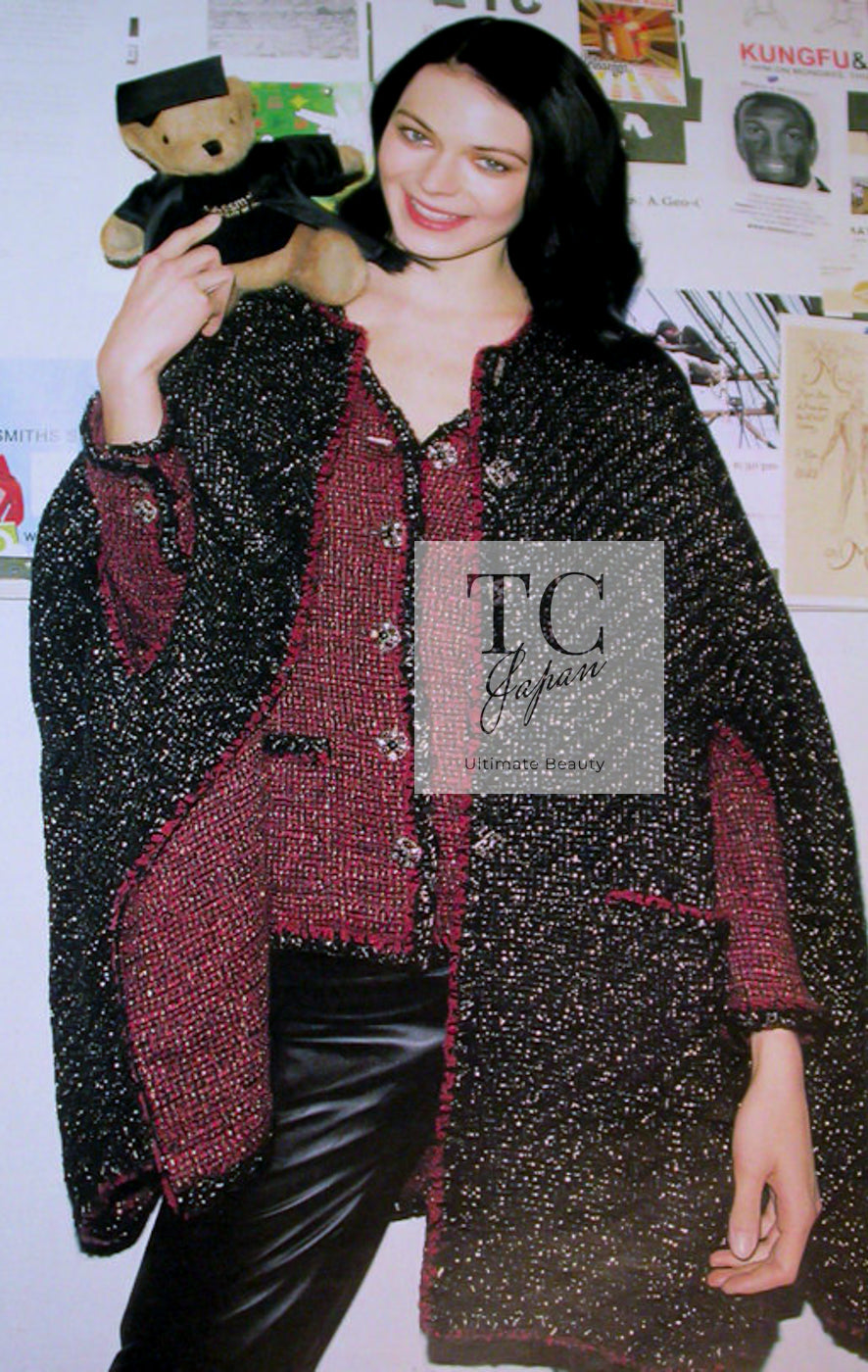 シャネル ジャケット CHANEL ブラック レッド メタリック