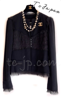 CHANEL 04S Black CC Logo Buttons Wool Jacket Naomi Watts 36 38 シャネル 定番 ブラック ココボタン ウール ジャケット 冠婚葬祭 即発