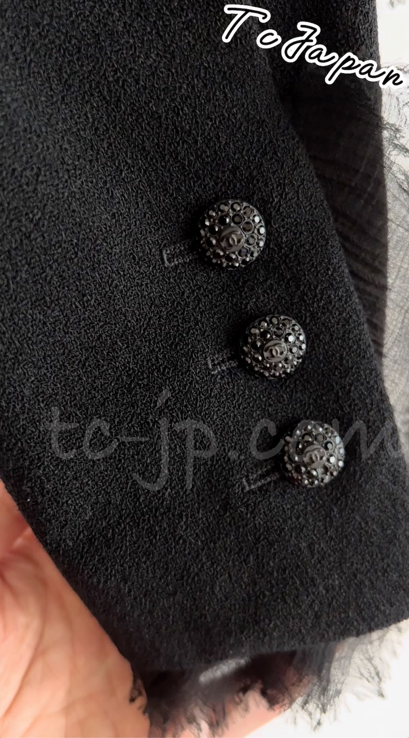 CHANEL 04S Black CC Logo Buttons Wool Jacket Naomi Watts 36 38 シャネル 定番 ブラック ココボタン ウール ジャケット 冠婚葬祭 即発
