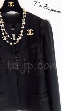 CHANEL 04S Black CC Logo Buttons Wool Jacket Naomi Watts 36 38 シャネル 定番 ブラック ココボタン ウール ジャケット 冠婚葬祭 即発