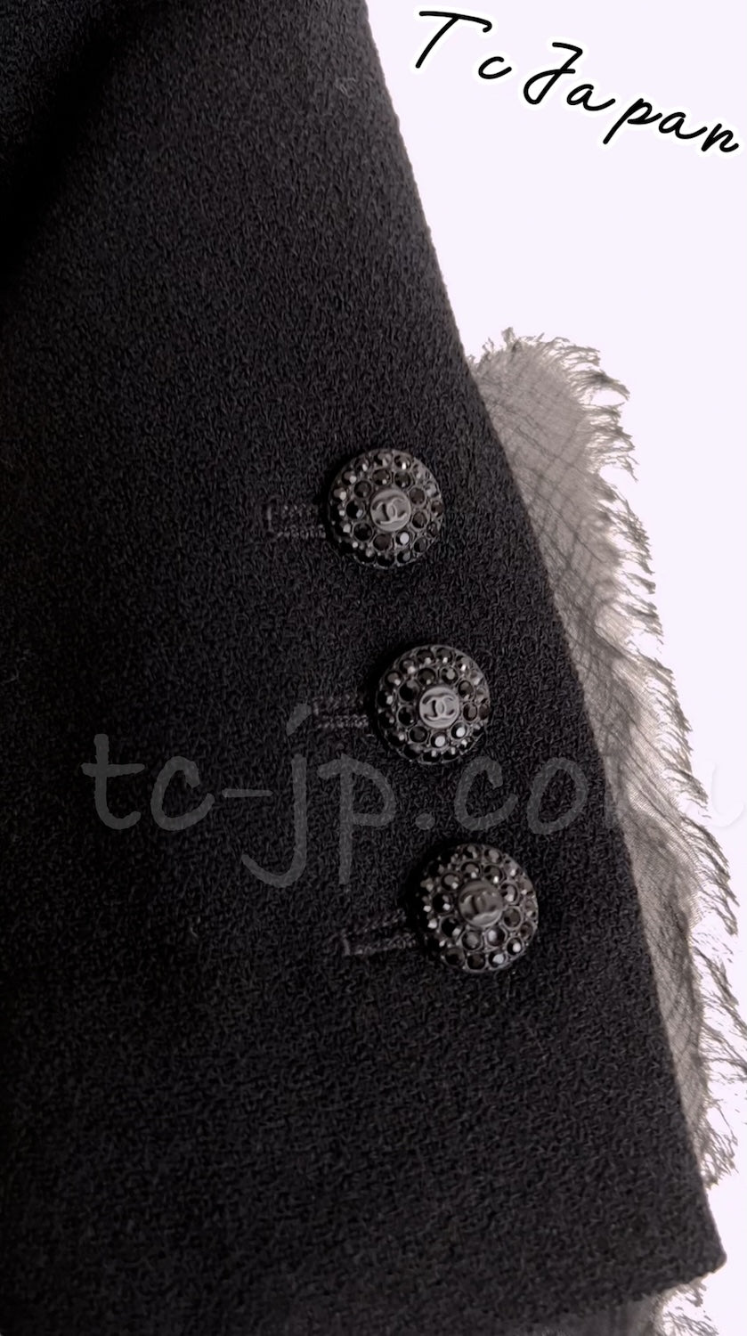 CHANEL 04S Black CC Logo Buttons Wool Jacket Naomi Watts 36 38 シャネル 定番 ブラック ココボタン ウール ジャケット 冠婚葬祭 即発