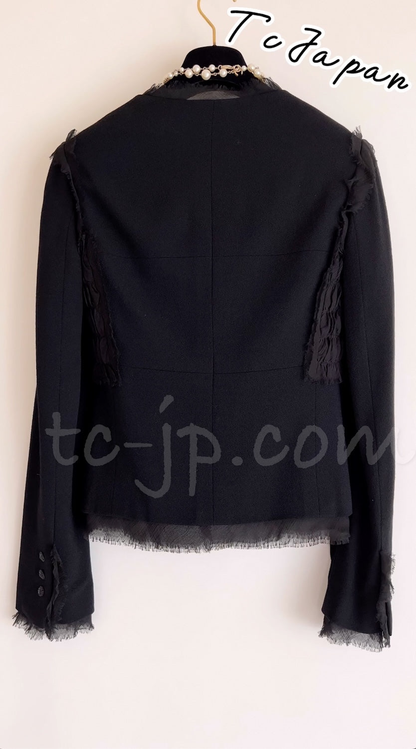 CHANEL 04S Black CC Logo Buttons Wool Jacket Naomi Watts 36 38 シャネル 定番 ブラック ココボタン ウール ジャケット 冠婚葬祭 即発