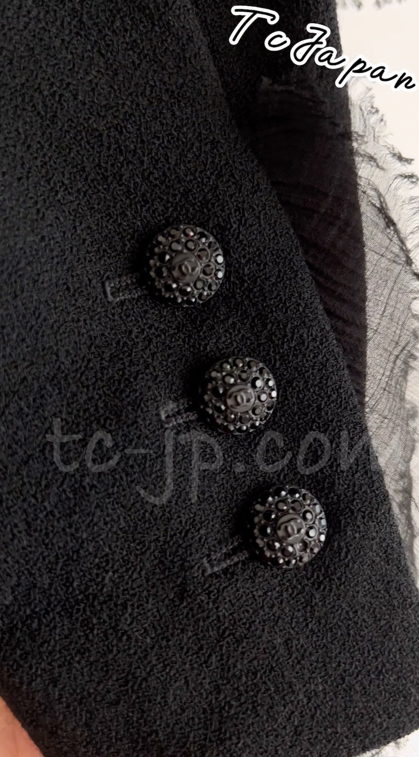CHANEL 04S Black CC Logo Buttons Wool Jacket Naomi Watts 36 38 シャネル 定番 ブラック ココボタン ウール ジャケット 冠婚葬祭 即発