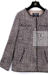 CHANEL 01A Vinatge Brown Collarless Wool Silk Tweed Coat Jacket 38 シャネル ヴィンテージ ブラウン ノーカラー ウール シルク ツイード コート ジャケット 即発