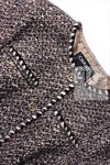 CHANEL 01A Vinatge Brown Collarless Wool Silk Tweed Coat Jacket 38 シャネル ヴィンテージ ブラウン ノーカラー ウール シルク ツイード コート ジャケット 即発