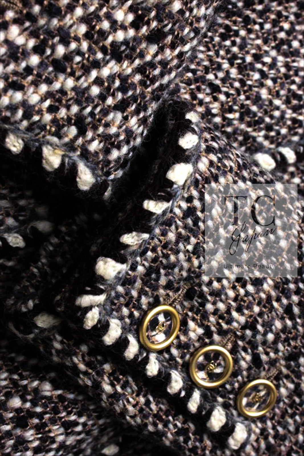 CHANEL 01A Vinatge Brown Collarless Wool Silk Tweed Coat Jacket 38 シャネル ヴィンテージ ブラウン ノーカラー ウール シルク ツイード コート ジャケット 即発