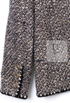 CHANEL 01A Vinatge Brown Collarless Wool Silk Tweed Coat Jacket 38 シャネル ヴィンテージ ブラウン ノーカラー ウール シルク ツイード コート ジャケット 即発