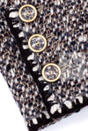 CHANEL 01A Vinatge Brown Collarless Wool Silk Tweed Coat Jacket 38 シャネル ヴィンテージ ブラウン ノーカラー ウール シルク ツイード コート ジャケット 即発