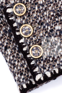 CHANEL 01A Vinatge Brown Collarless Wool Silk Tweed Coat Jacket 38 シャネル ヴィンテージ ブラウン ノーカラー ウール シルク ツイード コート ジャケット 即発