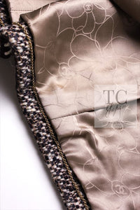CHANEL 01A Vinatge Brown Collarless Wool Silk Tweed Coat Jacket 38 シャネル ヴィンテージ ブラウン ノーカラー ウール シルク ツイード コート ジャケット 即発 - TC JAPAN