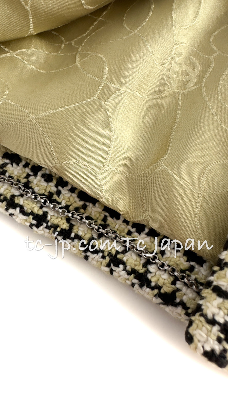 CHANEL 02S Light Green Black Cotton Tweed Jacket 38 40 シャネル ライト グリーン ブラック コットン ツイード ジャケット 即発