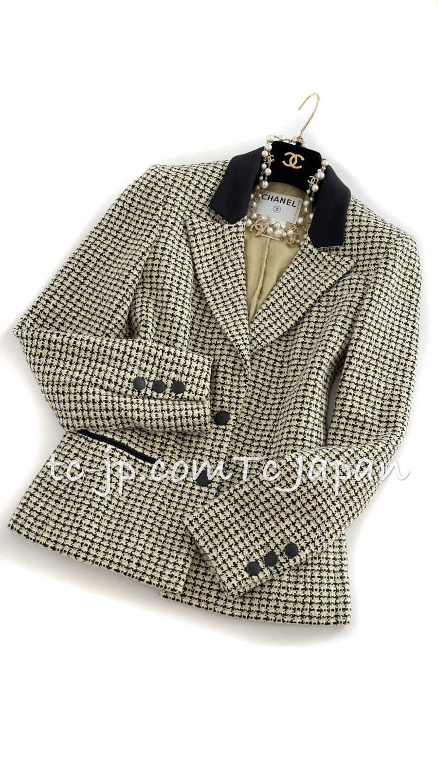 CHANEL 02S Light Green Black Cotton Tweed Jacket 38 40 シャネル ライト グリーン ブラック コットン ツイード ジャケット 即発