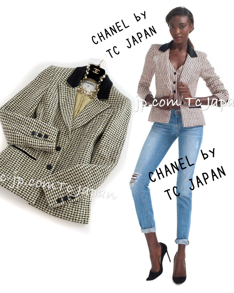 CHANEL 02S Light Green Black Cotton Tweed Jacket 38 40 シャネル ライト グリーン ブラック コットン ツイード ジャケット 即発
