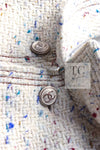 CHANEL 03C Ivory Blue Mix Wool Tweed Jacket 34 36 シャネル アイボリー ブルー ミックス ツイード ジャケット 即発