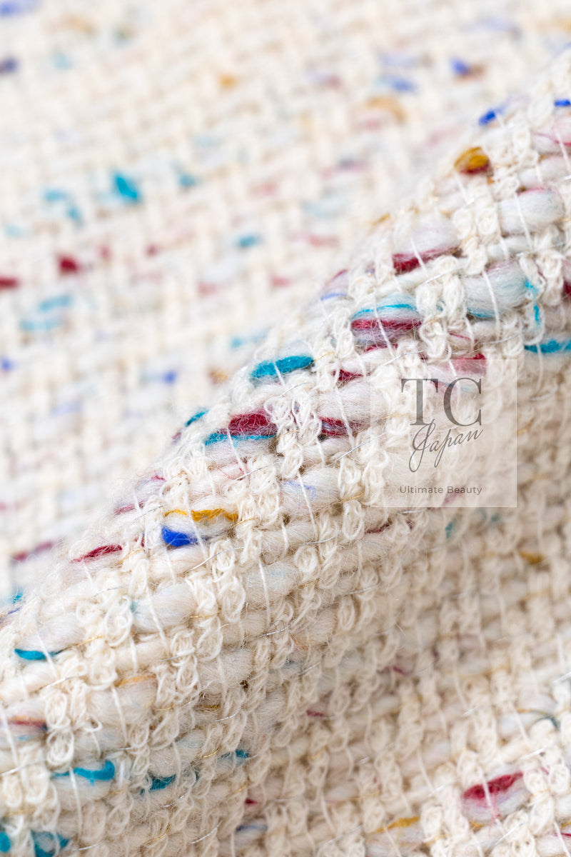 CHANEL 03C Ivory Blue Mix Wool Tweed Jacket 34 36 シャネル アイボリー ブルー ミックス ツイード ジャケット 即発