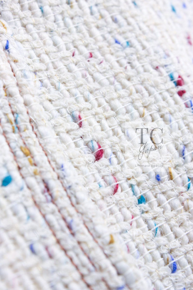 CHANEL 03C Ivory Blue Mix Wool Tweed Jacket 34 36 シャネル アイボリー ブルー ミックス ツイード ジャケット 即発