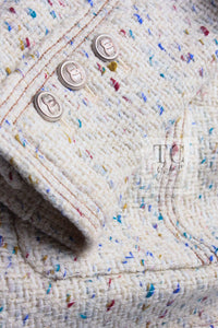 CHANEL 03C Ivory Blue Mix Wool Tweed Jacket 34 36 シャネル アイボリー ブルー ミックス ツイード ジャケット 即発