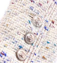 CHANEL 03C Ivory Blue Mix Wool Tweed Jacket 34 36 シャネル アイボリー ブルー ミックス ツイード ジャケット 即発