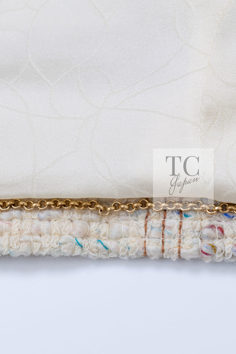 CHANEL 03C Ivory Blue Mix Wool Tweed Jacket 34 36 シャネル アイボリー ブルー ミックス ツイード ジャケット 即発