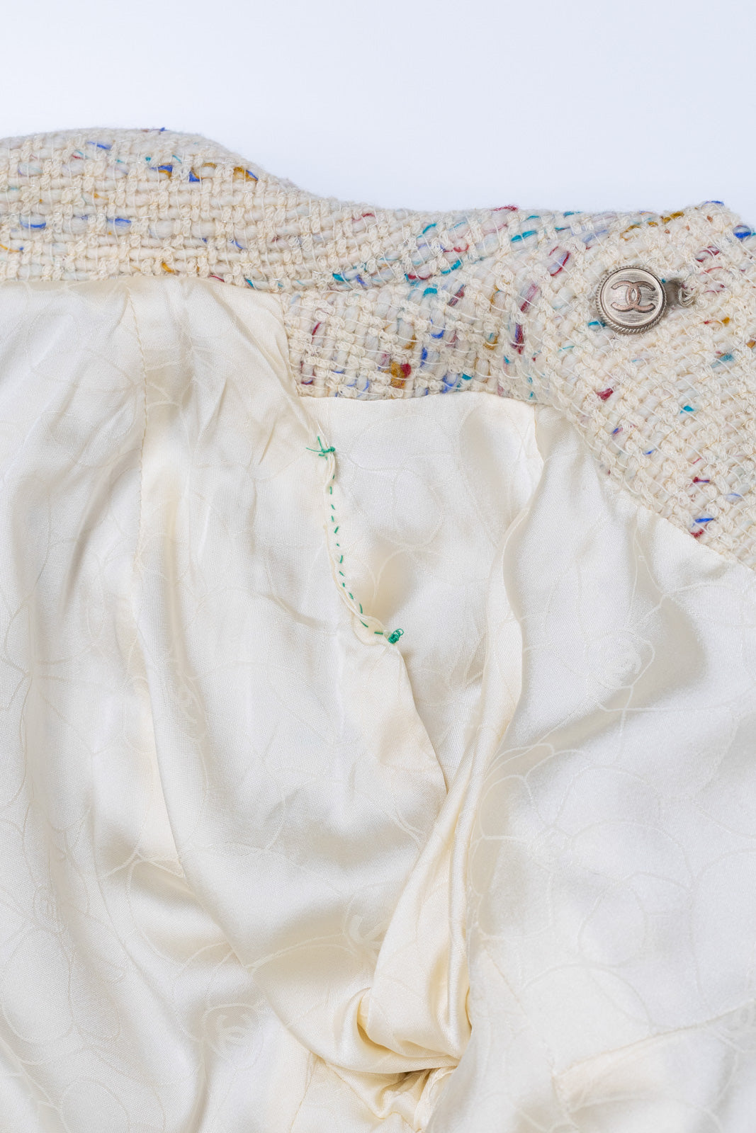 CHANEL 03C Ivory Blue Mix Wool Tweed Jacket 34 36 シャネル アイボリー ブルー ミックス ツイード ジャケット 即発