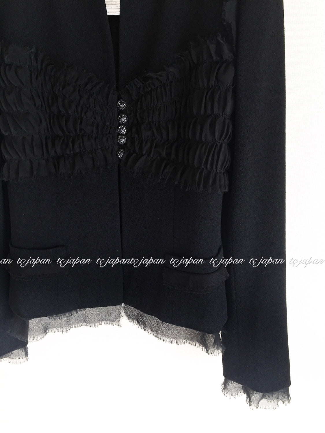 CHANEL 04S Black CC Logo Buttons Wool Jacket Naomi Watts 36 38 シャネル 定番 ブラック ココボタン ウール ジャケット 冠婚葬祭 即発 - TC JAPAN