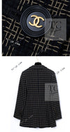 CHANEL 95A Vintage Black Beige Check Wool Tape Ribbon Tweed Jacket CC Button 36 38 シャネル ヴィンテージ ブラック ベージュ チェック 千鳥格子 柄 ウール テープ リボン ツイード ジャケット CCボタン 即発