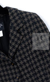 CHANEL 95A Vintage Black Beige Check Wool Tape Ribbon Tweed Jacket CC Button 36 38 シャネル ヴィンテージ ブラック ベージュ チェック 千鳥格子 柄 ウール テープ リボン ツイード ジャケット CCボタン 即発