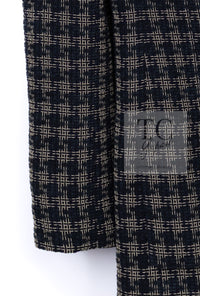 CHANEL 95A Vintage Black Beige Check Wool Tape Ribbon Tweed Jacket CC Button 36 38 シャネル ヴィンテージ ブラック ベージュ チェック 千鳥格子 柄 ウール テープ リボン ツイード ジャケット CCボタン 即発