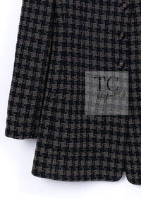 CHANEL 95A Vintage Black Beige Check Wool Tape Ribbon Tweed Jacket CC Button 36 38 シャネル ヴィンテージ ブラック ベージュ チェック 千鳥格子 柄 ウール テープ リボン ツイード ジャケット CCボタン 即発