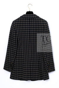 CHANEL 95A Vintage Black Beige Check Wool Tape Ribbon Tweed Jacket CC Button 36 38 シャネル ヴィンテージ ブラック ベージュ チェック 千鳥格子 柄 ウール テープ リボン ツイード ジャケット CCボタン 即発