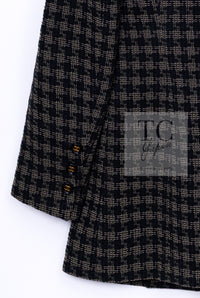 CHANEL 95A Vintage Black Beige Check Wool Tape Ribbon Tweed Jacket CC Button 36 38 シャネル ヴィンテージ ブラック ベージュ チェック 千鳥格子 柄 ウール テープ リボン ツイード ジャケット CCボタン 即発