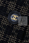 CHANEL 95A Vintage Black Beige Check Wool Tape Ribbon Tweed Jacket CC Button 36 38 シャネル ヴィンテージ ブラック ベージュ チェック 千鳥格子 柄 ウール テープ リボン ツイード ジャケット CCボタン 即発