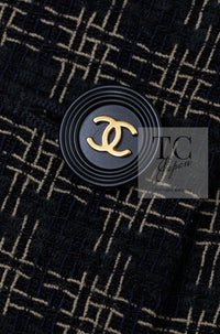 CHANEL 95A Vintage Black Beige Check Wool Tape Ribbon Tweed Jacket CC Button 36 38 シャネル ヴィンテージ ブラック ベージュ チェック 千鳥格子 柄 ウール テープ リボン ツイード ジャケット CCボタン 即発