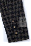 CHANEL 95A Vintage Black Beige Check Wool Tape Ribbon Tweed Jacket CC Button 36 38 シャネル ヴィンテージ ブラック ベージュ チェック 千鳥格子 柄 ウール テープ リボン ツイード ジャケット CCボタン 即発