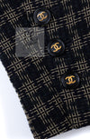 CHANEL 95A Vintage Black Beige Check Wool Tape Ribbon Tweed Jacket CC Button 36 38 シャネル ヴィンテージ ブラック ベージュ チェック 千鳥格子 柄 ウール テープ リボン ツイード ジャケット CCボタン 即発