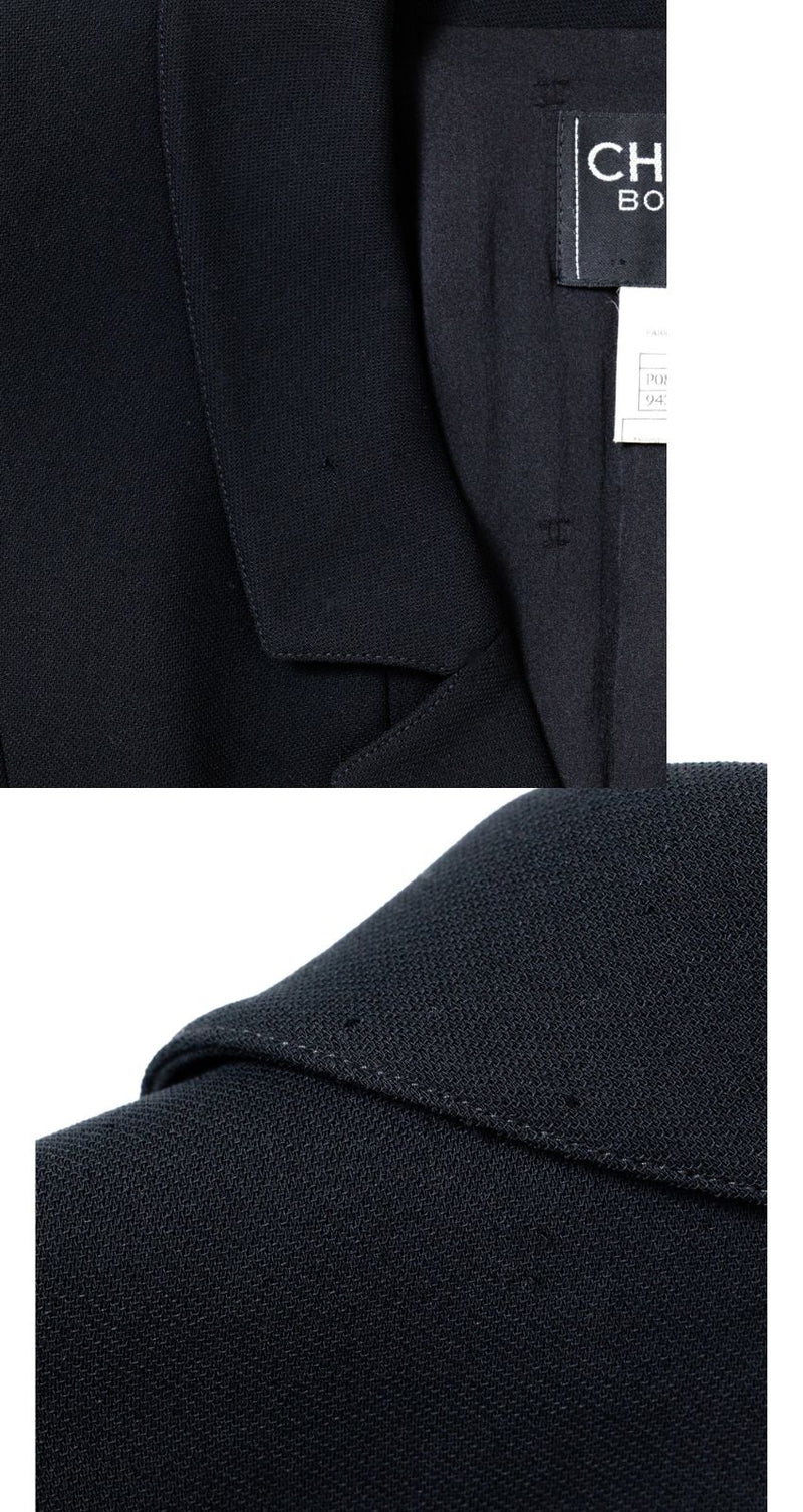 CHANEL 96A Vintage Black Wool Gripoix Jewelry Botton Jacket 34 36 シャネル ヴィンテージ ブラック ウール グリポワ 宝石 ボタン ジャケット 即発