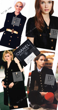 CHANEL 96A Vintage Black Wool Gripoix Jewelry Botton Jacket 34 36 シャネル ヴィンテージ ブラック ウール グリポワ 宝石 ボタン ジャケット 即発