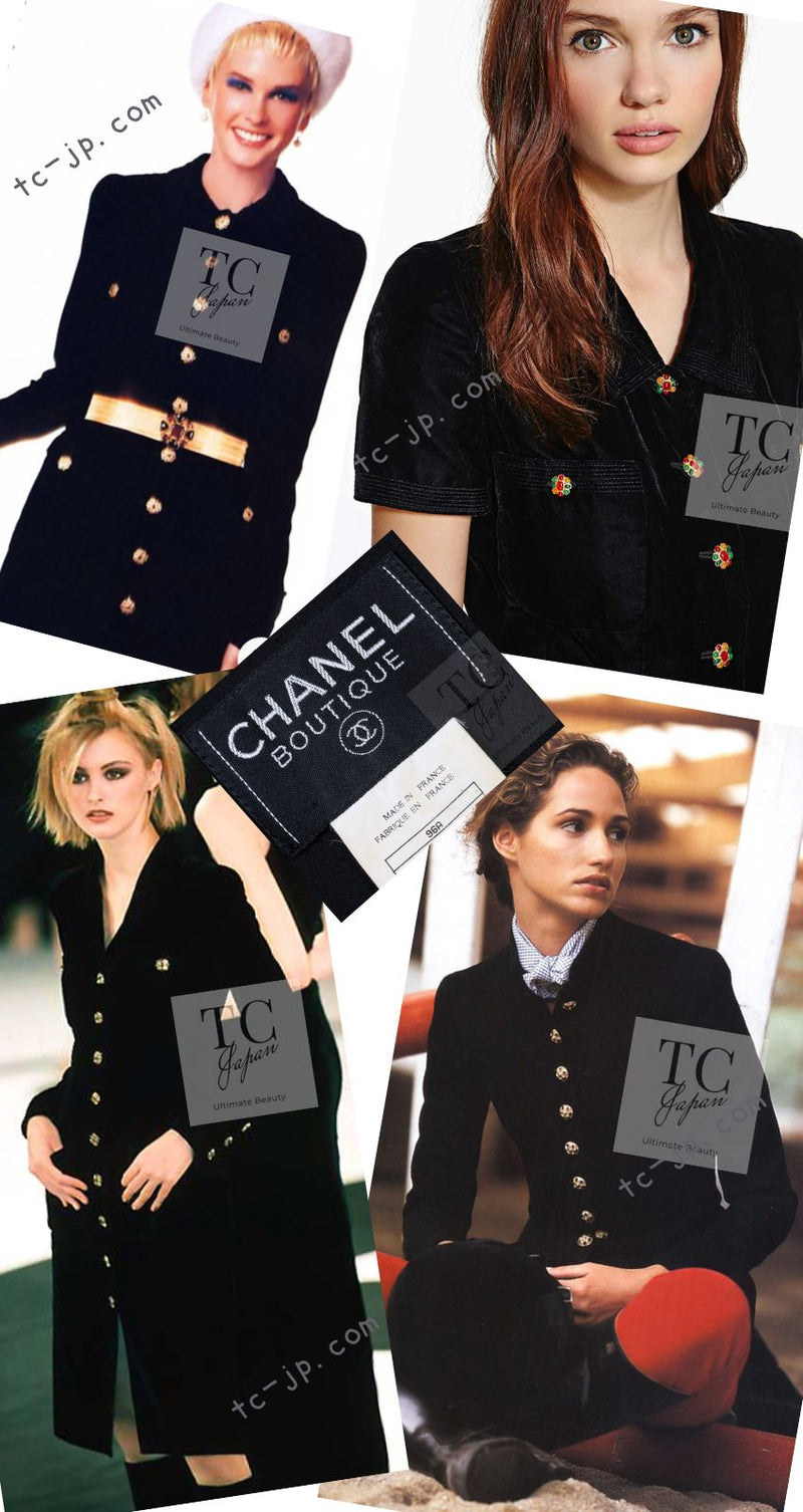 CHANEL 96A Vintage Black Wool Gripoix Jewelry Botton Jacket 34 36 シャネル ヴィンテージ ブラック ウール グリポワ 宝石 ボタン ジャケット 即発