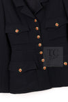 CHANEL 96A Vintage Black Wool Gripoix Jewelry Botton Jacket 34 36 シャネル ヴィンテージ ブラック ウール グリポワ 宝石 ボタン ジャケット 即発