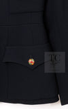 CHANEL 96A Vintage Black Wool Gripoix Jewelry Botton Jacket 34 36 シャネル ヴィンテージ ブラック ウール グリポワ 宝石 ボタン ジャケット 即発