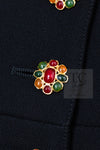 CHANEL 96A Vintage Black Wool Gripoix Jewelry Botton Jacket 34 36 シャネル ヴィンテージ ブラック ウール グリポワ 宝石 ボタン ジャケット 即発