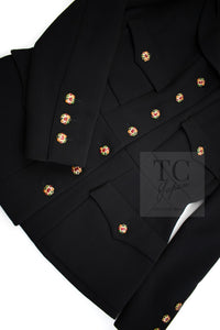 CHANEL 96A Vintage Black Wool Gripoix Jewelry Botton Jacket 34 36 シャネル ヴィンテージ ブラック ウール グリポワ 宝石 ボタン ジャケット 即発