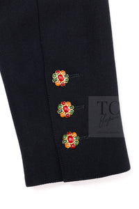 CHANEL 96A Vintage Black Wool Gripoix Jewelry Botton Jacket 34 36 シャネル ヴィンテージ ブラック ウール グリポワ 宝石 ボタン ジャケット 即発