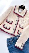 CHANEL 06PF Limited Cream Ivory Trim Wool Silk Tweed Jacket Skirt Suit 36 38 シャネル クリーム ブラック レッド ウール シルク ツイード ジャケット スカート スーツ 即発