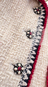 CHANEL 06PF Limited Cream Ivory Trim Wool Silk Tweed Jacket Skirt Suit 36 38 シャネル クリーム ブラック レッド ウール シルク ツイード ジャケット スカート スーツ 即発